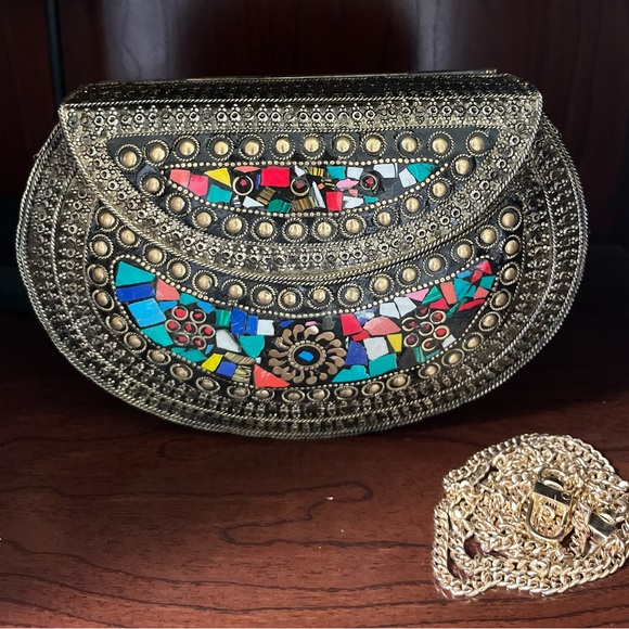 RAMLA Handmade Mosaic Clutch/Crossbody - Picture 1 of 4